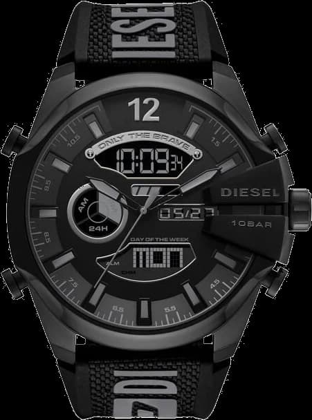 Montre Diesel DZ4593 au cadran noir multifonction avec index blancs et aiguilles lumineuses, style imposant