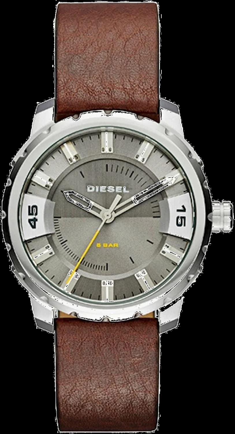 Montre Diesel DZ1724 au cadran marron soleillé et boîtier noir imposant, style urbain robuste