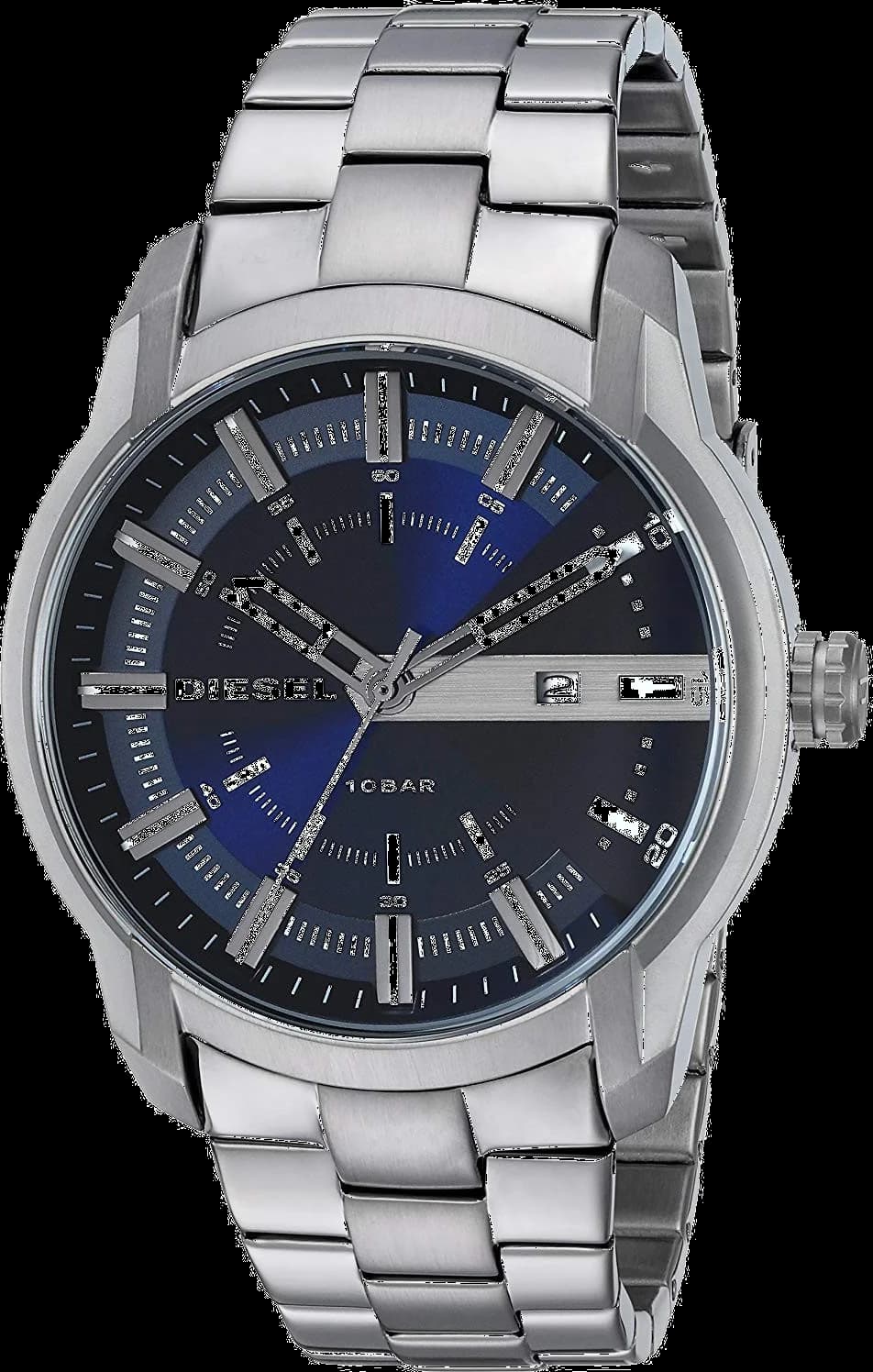 Montre Diesel DZ1768 argentée au cadran noir contrasté, look imposant et sport chic