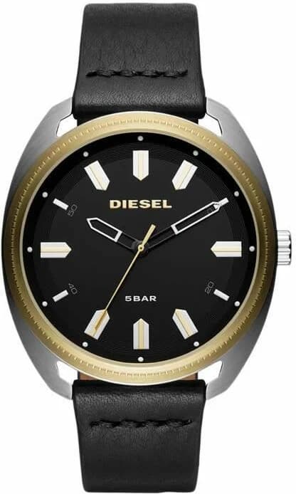 Bracelet Diesel DZ1835 en caoutchouc noir souple, texturé, fermoir boucle ardillon robuste