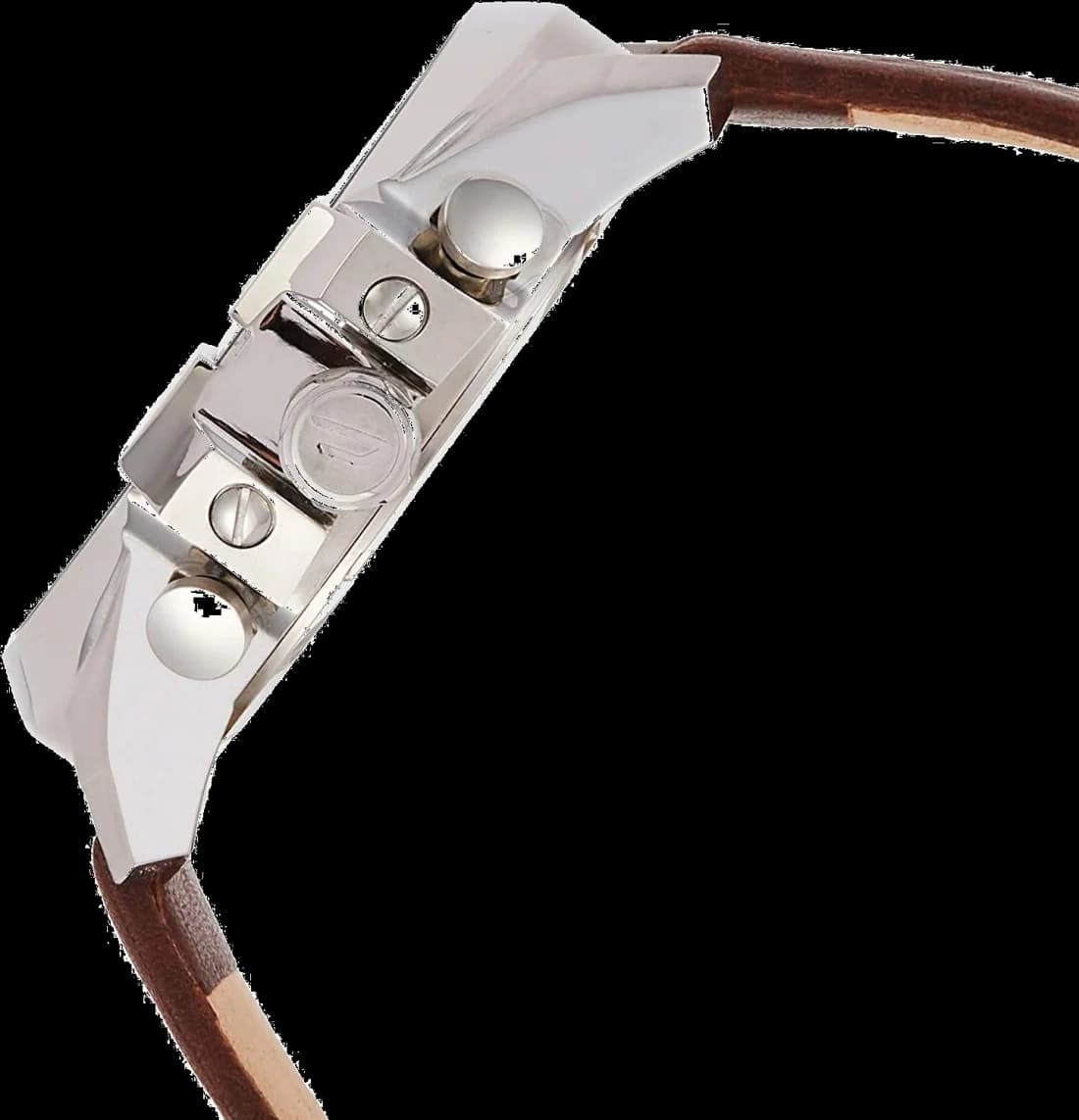Bracelet Diesel DZ4281 en cuir marron cousu, boucle ardillon en métal argenté