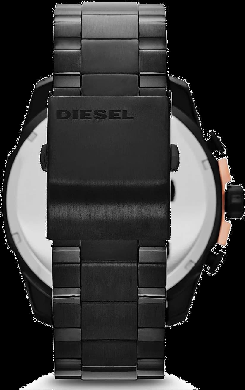 Bracelet Diesel DZ4309 en cuir noir texturé avec surpiqûres contrastantes et boucle ardillon en acier