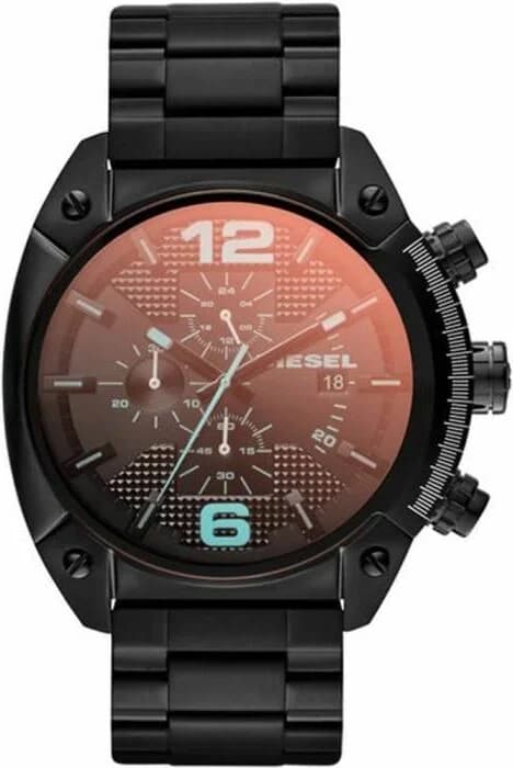 Montre Diesel DZ4316 au cadran noir irisé et boîtier en acier noir, style robuste et moderne