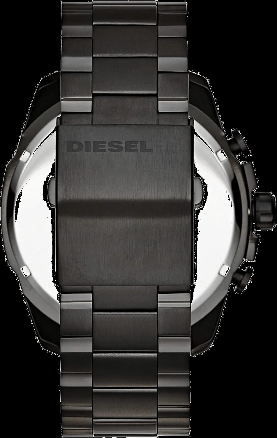 Cadran Diesel DZ4318 noir aux index blancs, aiguilles luminescentes et date à 4h, design industriel