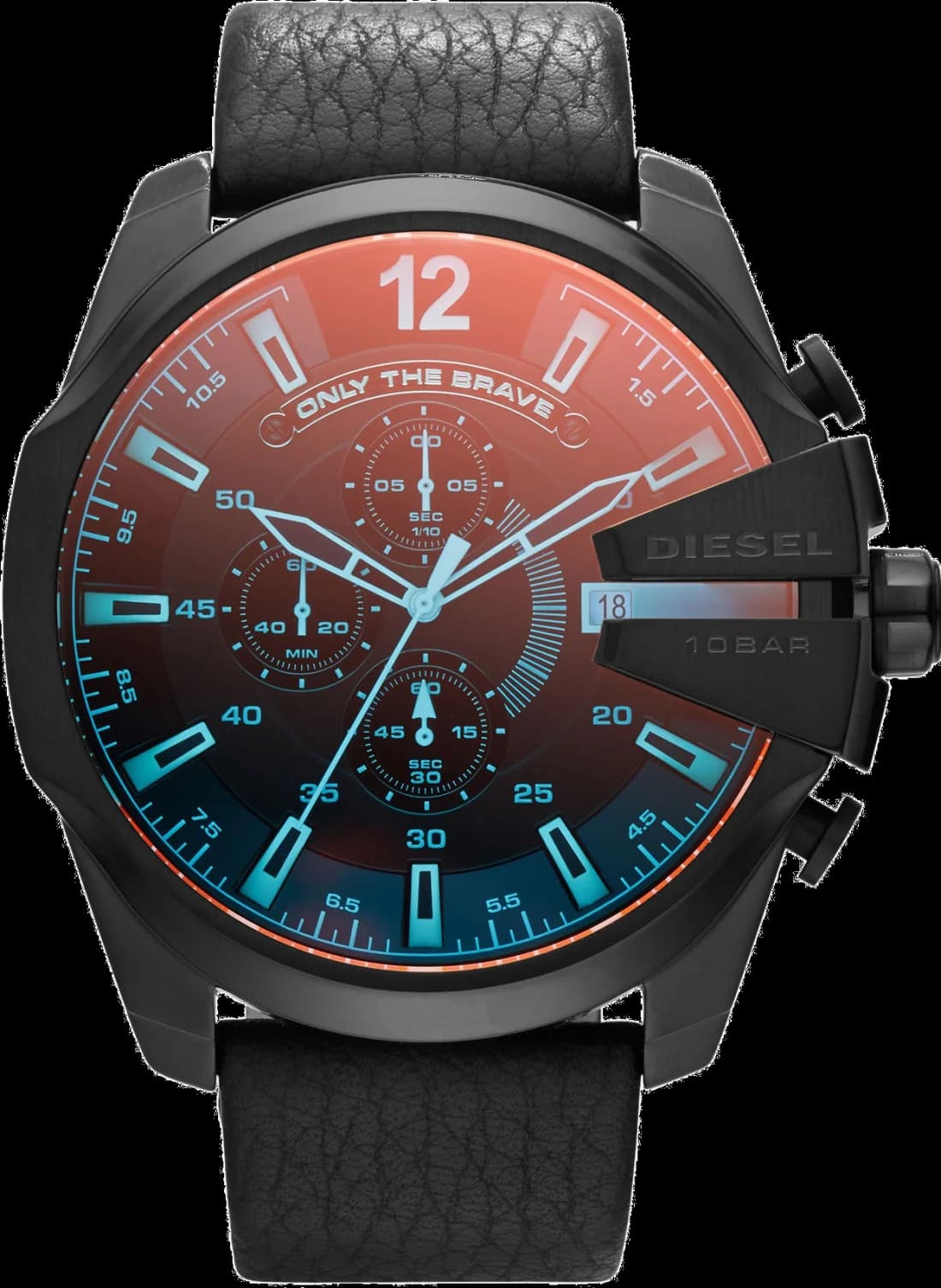 Montre Diesel DZ4323 avec cadran noir irisé et verre iridescent, style imposant Mega Chief