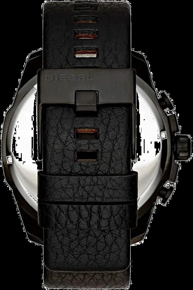 Bracelet Diesel DZ4323 en cuir noir large, coutures contrastées et boucle ardillon en métal