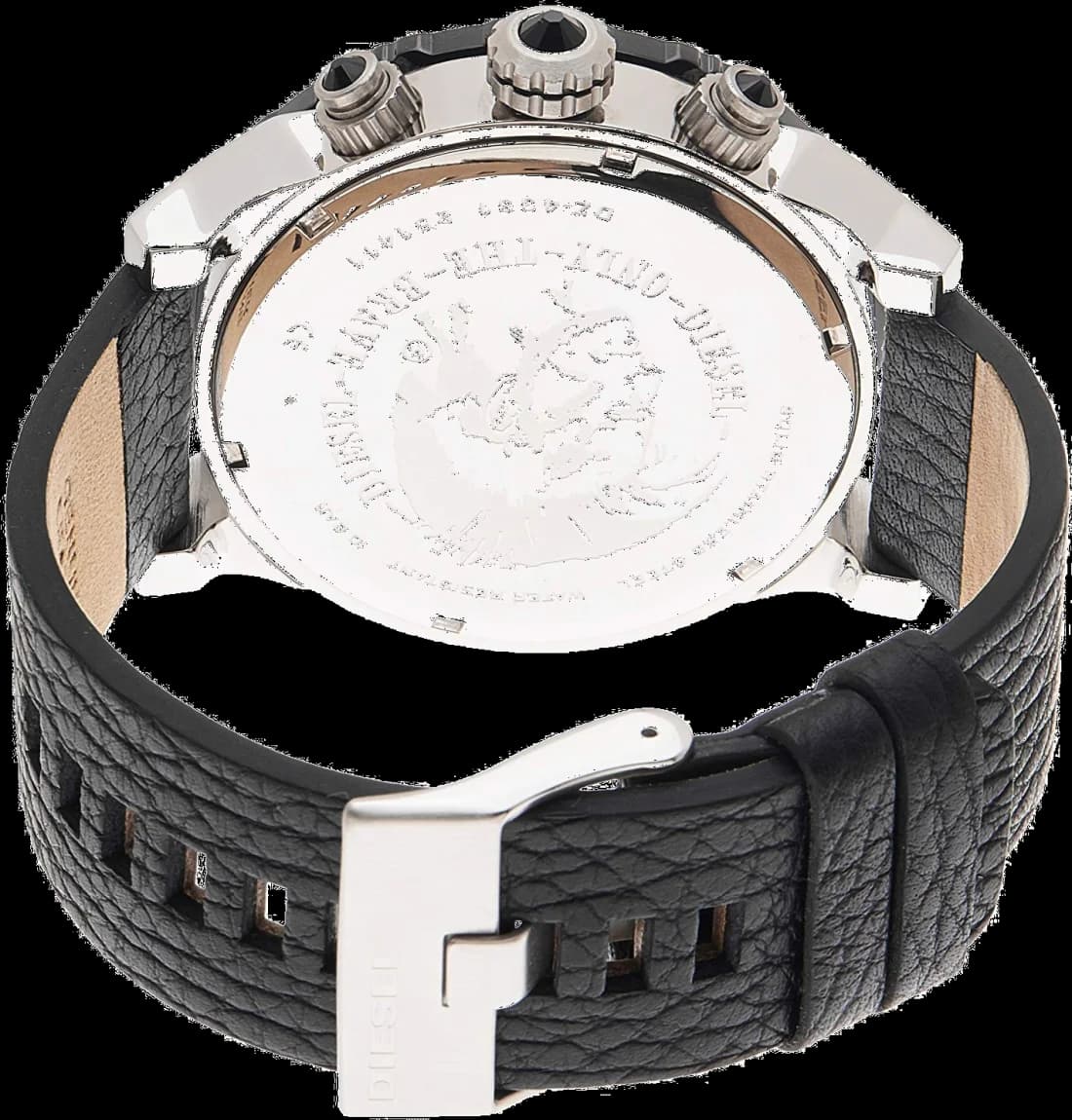 Bracelet Diesel DZ4331 en cuir noir mat cousu, large et confortable, fermoir boucle ardillon en métal