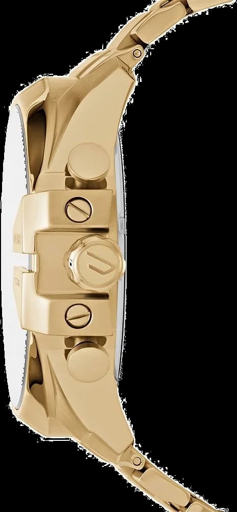 Bracelet Diesel DZ4360 en acier doré avec maillons larges et fermoir déployant, finition polie et brossée