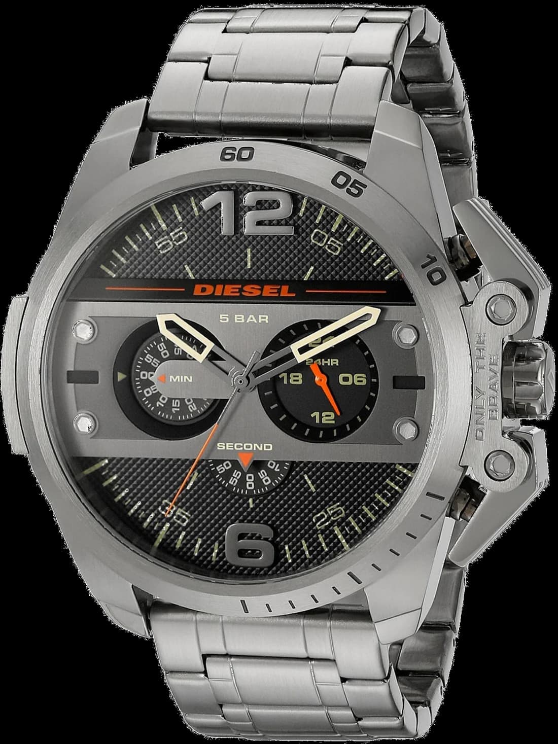 Montre Diesel DZ4363 vue principale cadran gris anthracite avec aiguilles luminescentes et index bâtons sur fond soleillé