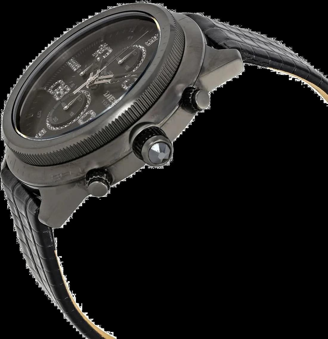 Bracelet Diesel DZ4437 en silicone noir texturé, fermoir boucle ardillon au design industriel
