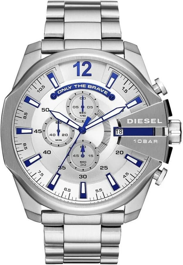Bracelet Diesel DZ4477 en acier inoxydable brossé à maillons larges, fermoir déployant, finition brossée