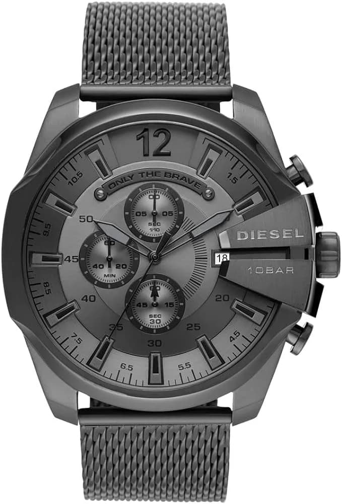Montre Diesel DZ4527 au cadran noir avec index blancs et aiguilles luminescentes, style robuste et moderne
