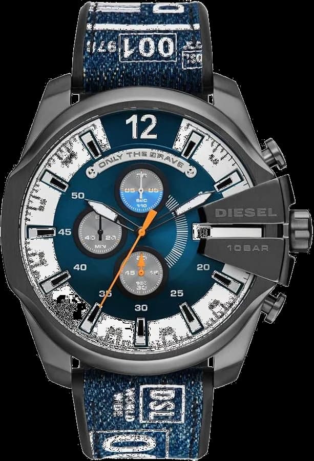 Montre Diesel DZ4541 au cadran noir et bleu, style robuste et moderne avec aiguilles luminescentes