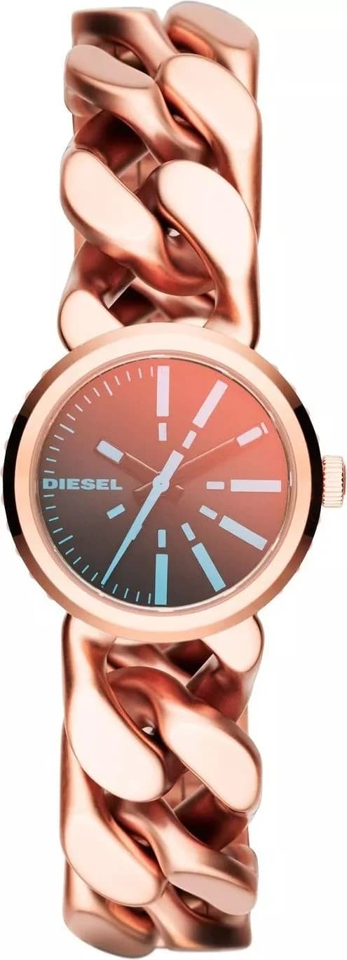 Montre Diesel DZ5453 avec cadran scintillant or rose et acier bicolore, style imposant et lumineux