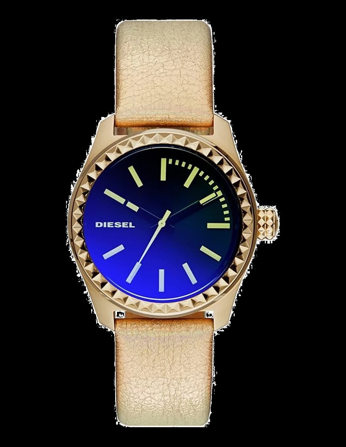 Montre Diesel DZ5460 au cadran noir avec index dorés et aiguilles luminescentes, style sport chic