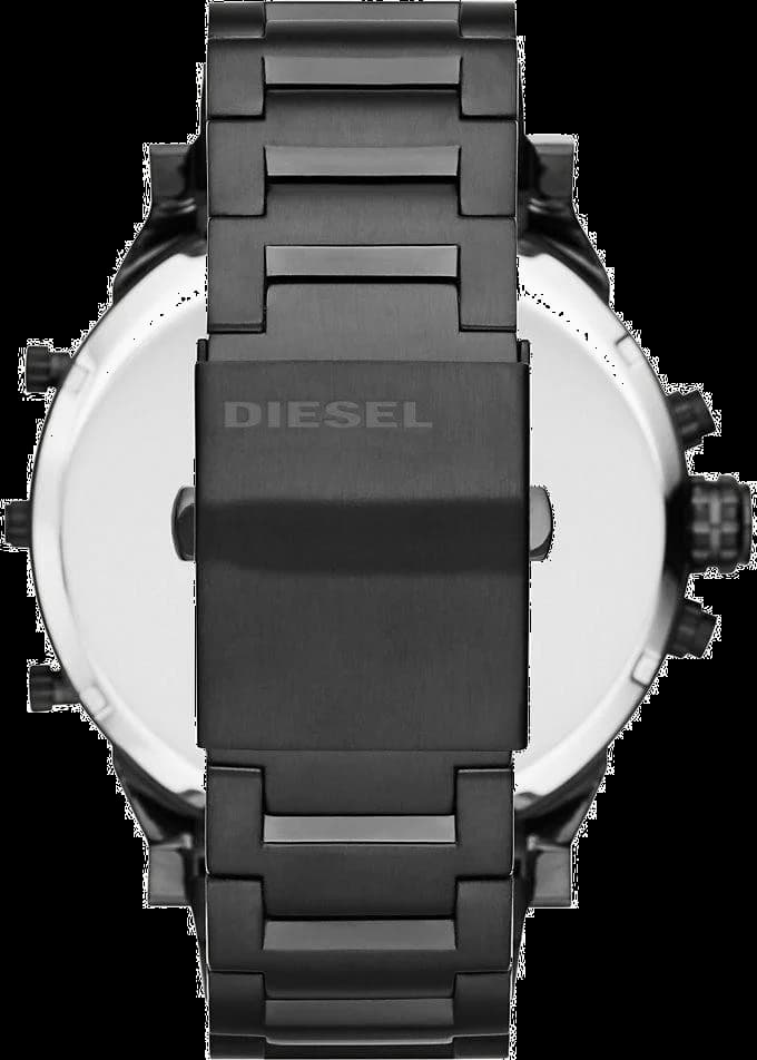 Bracelet Diesel DZ7312 en acier noir maillé avec boucle déployante, finition brossée contrastant avec l'or rose