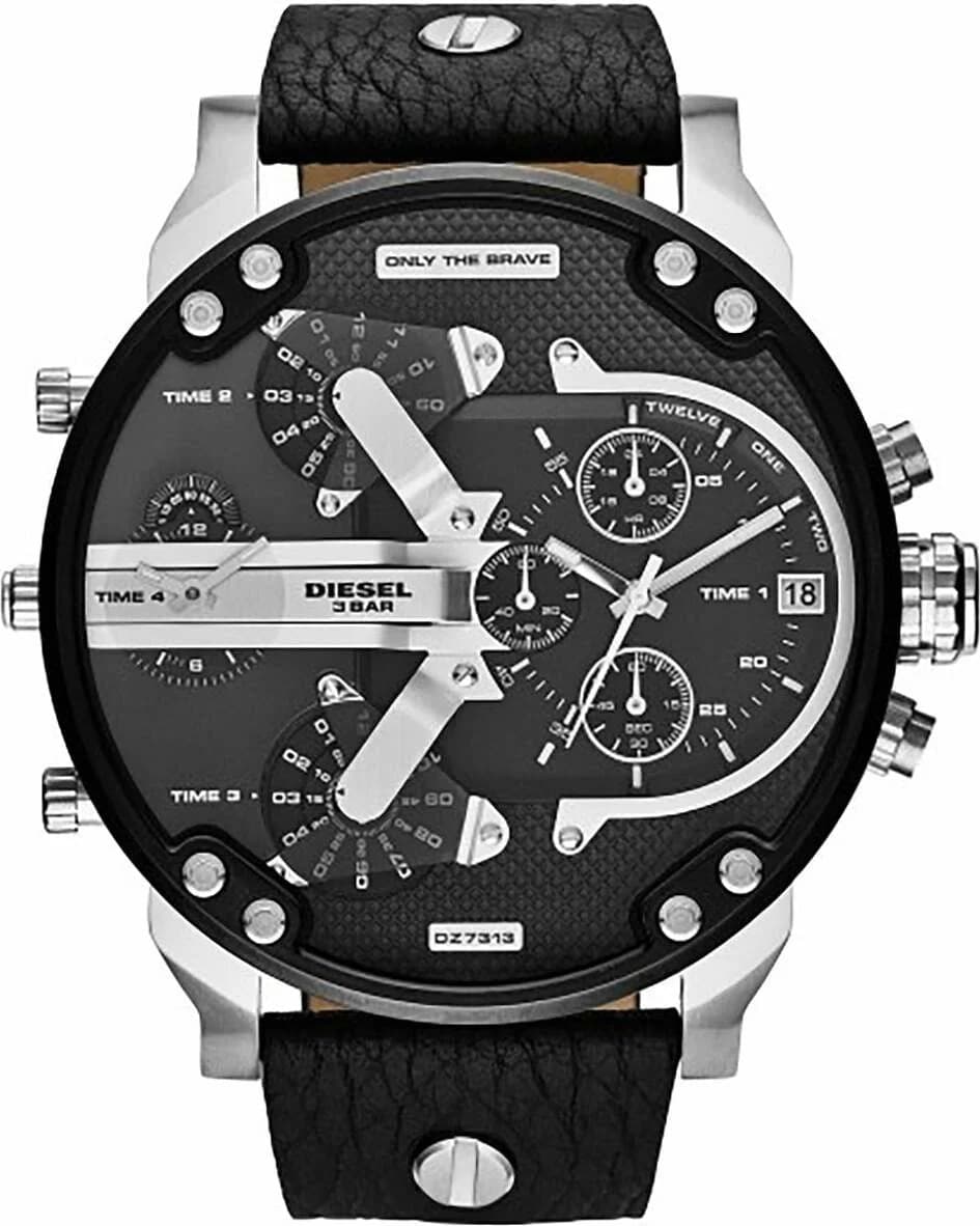 Montre Diesel DZ7313 au cadran XXL noir avec rehauts argentés et style imposant
