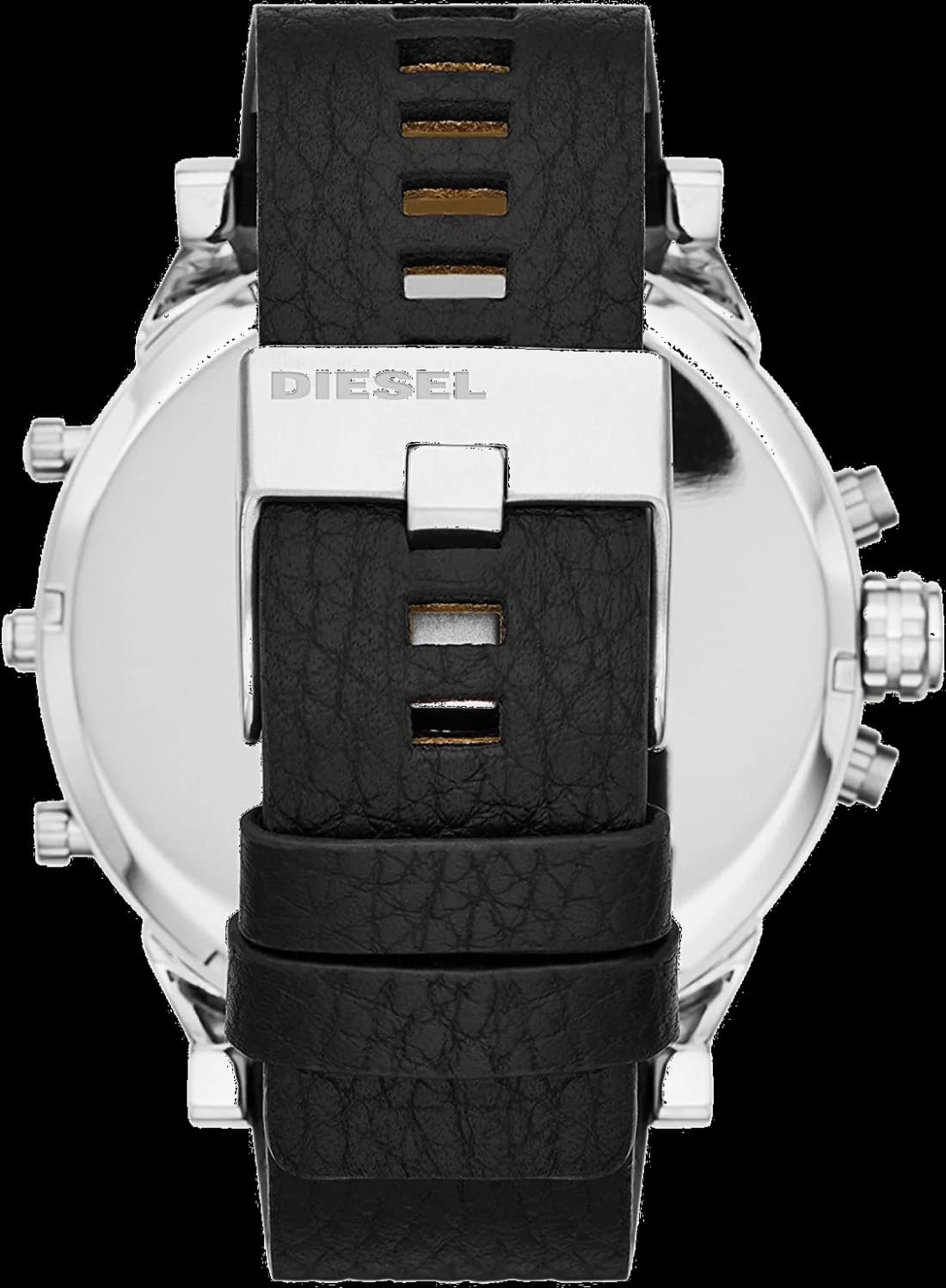Bracelet Diesel DZ7313 en cuir noir robuste, coutures contrastées et boucle ardillon en métal