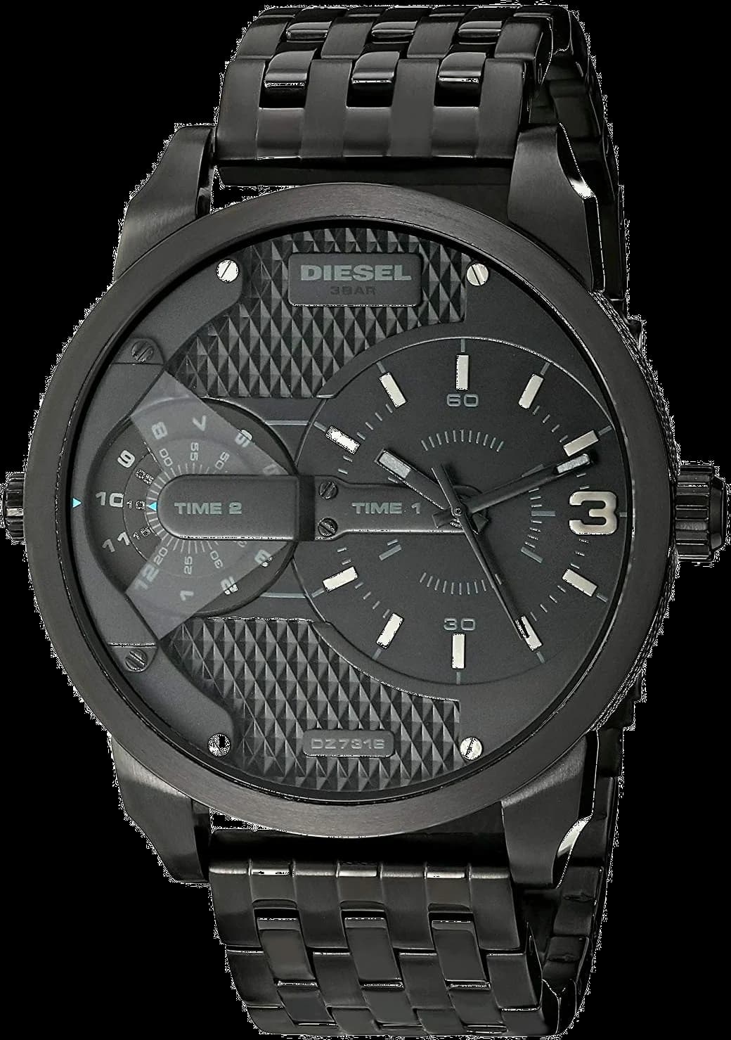 Montre Diesel DZ7316 avec cadran noir et index blancs, style robuste et sportif