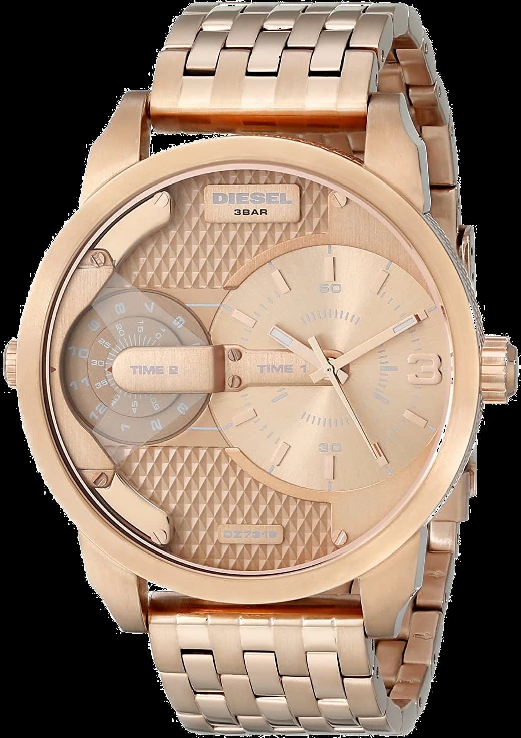 Montre Diesel DZ7318 au cadran noir et or rose, style bold et élégant, verre minéral résistant