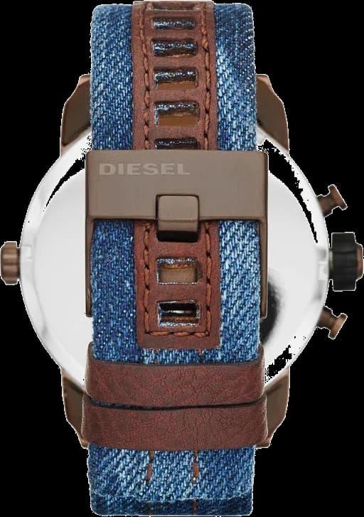 Cadran Diesel DZ7320 cadran noir mat avec index arabes blancs, aiguilles rouge et blanche, guichet date à 3h, complication chronographe