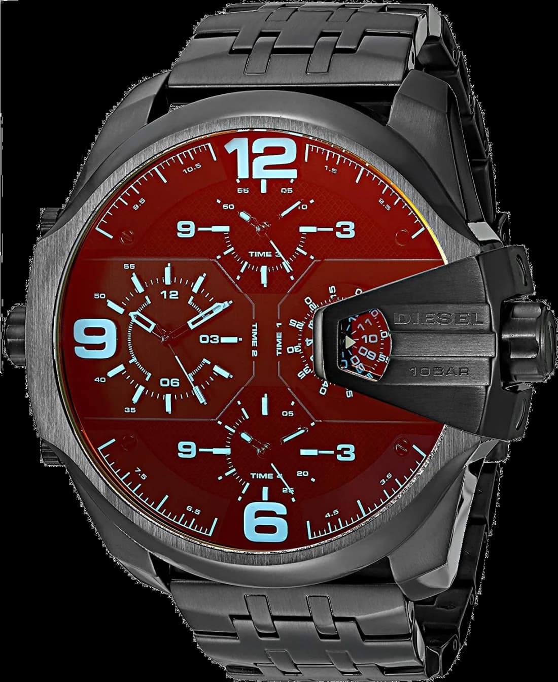 Montre Diesel DZ7373 au cadran noir et aiguilles rouges, style imposant et robuste