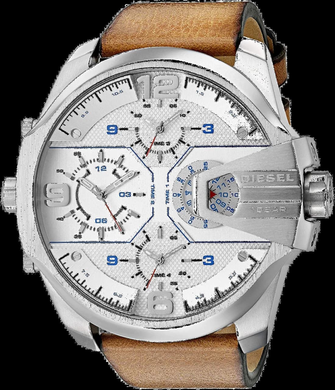 Montre Diesel DZ7374 au cadran noir texturé, aiguilles luminescentes et boîtier imposant, style urbain et robuste
