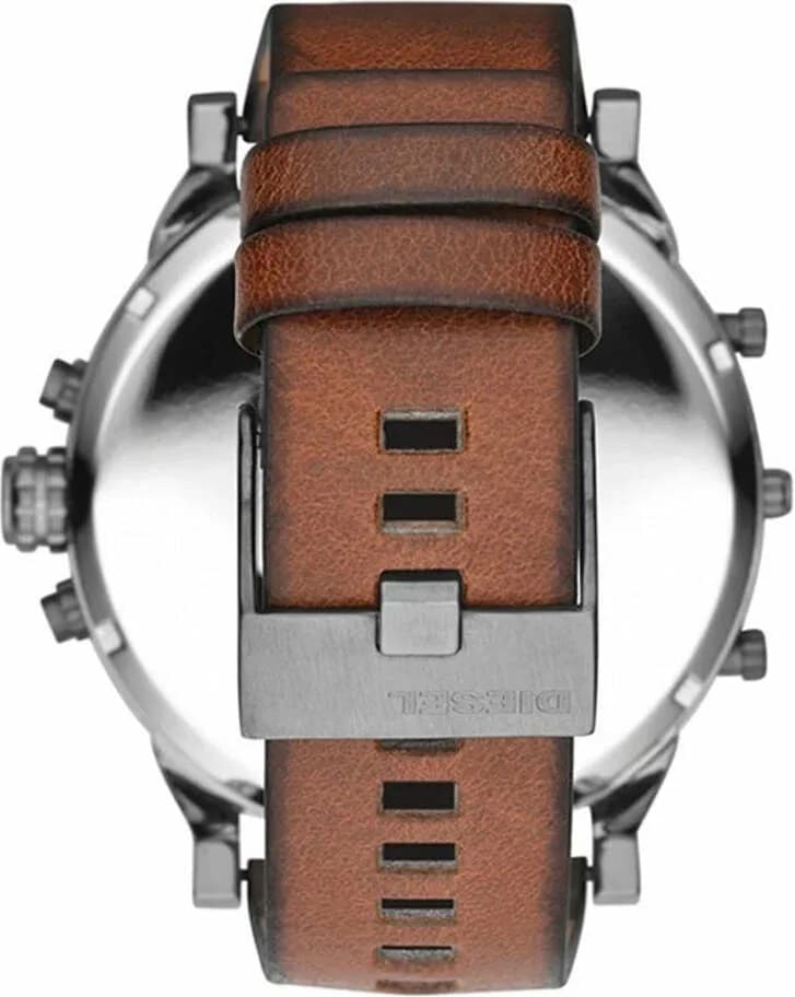 Bracelet Diesel DZ7394 en cuir noir robuste avec surpiqûres contrastées et boucle ardillon en acier
