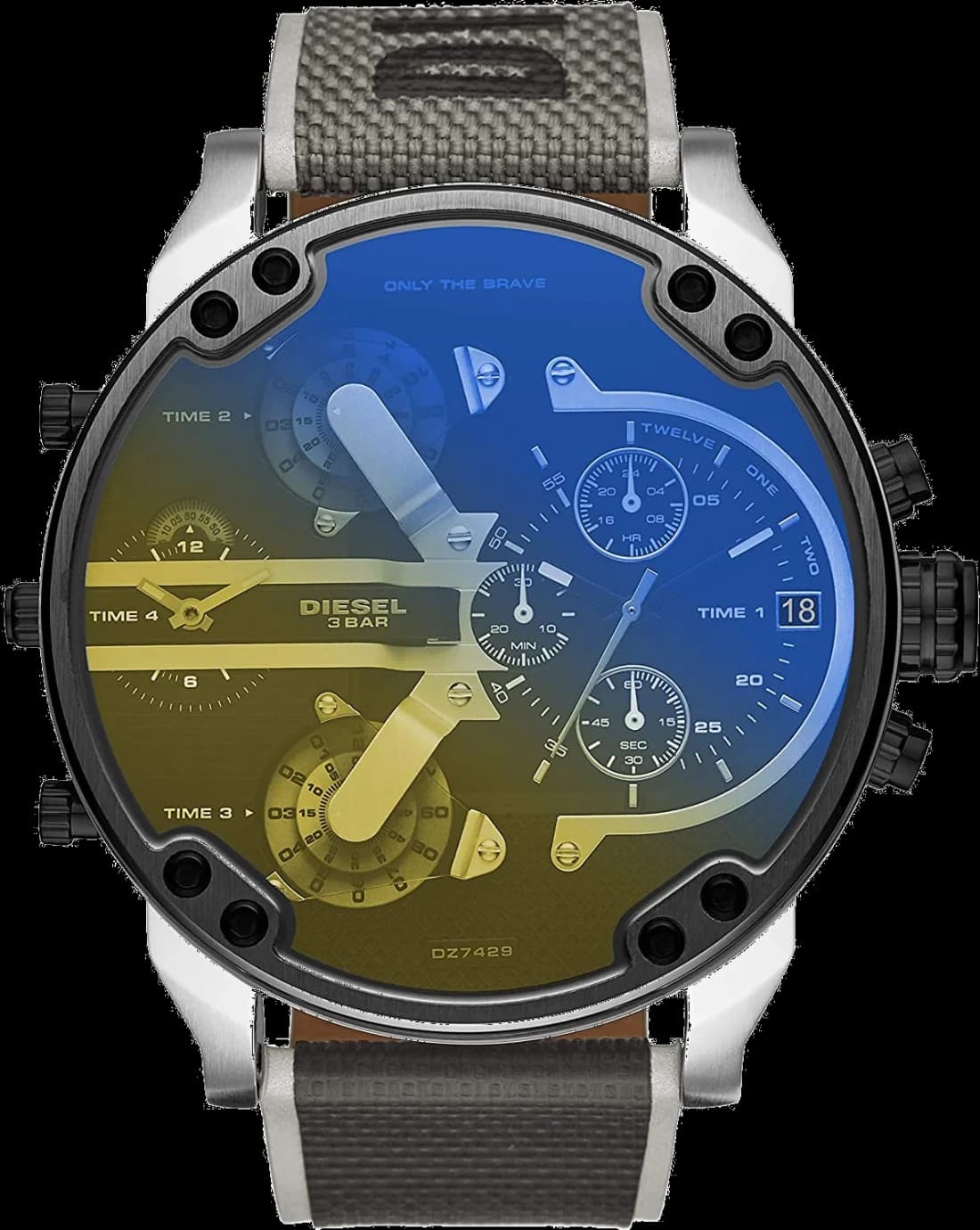 Montre Diesel DZ7429 avec cadran noir et index blancs, style imposant et décalé