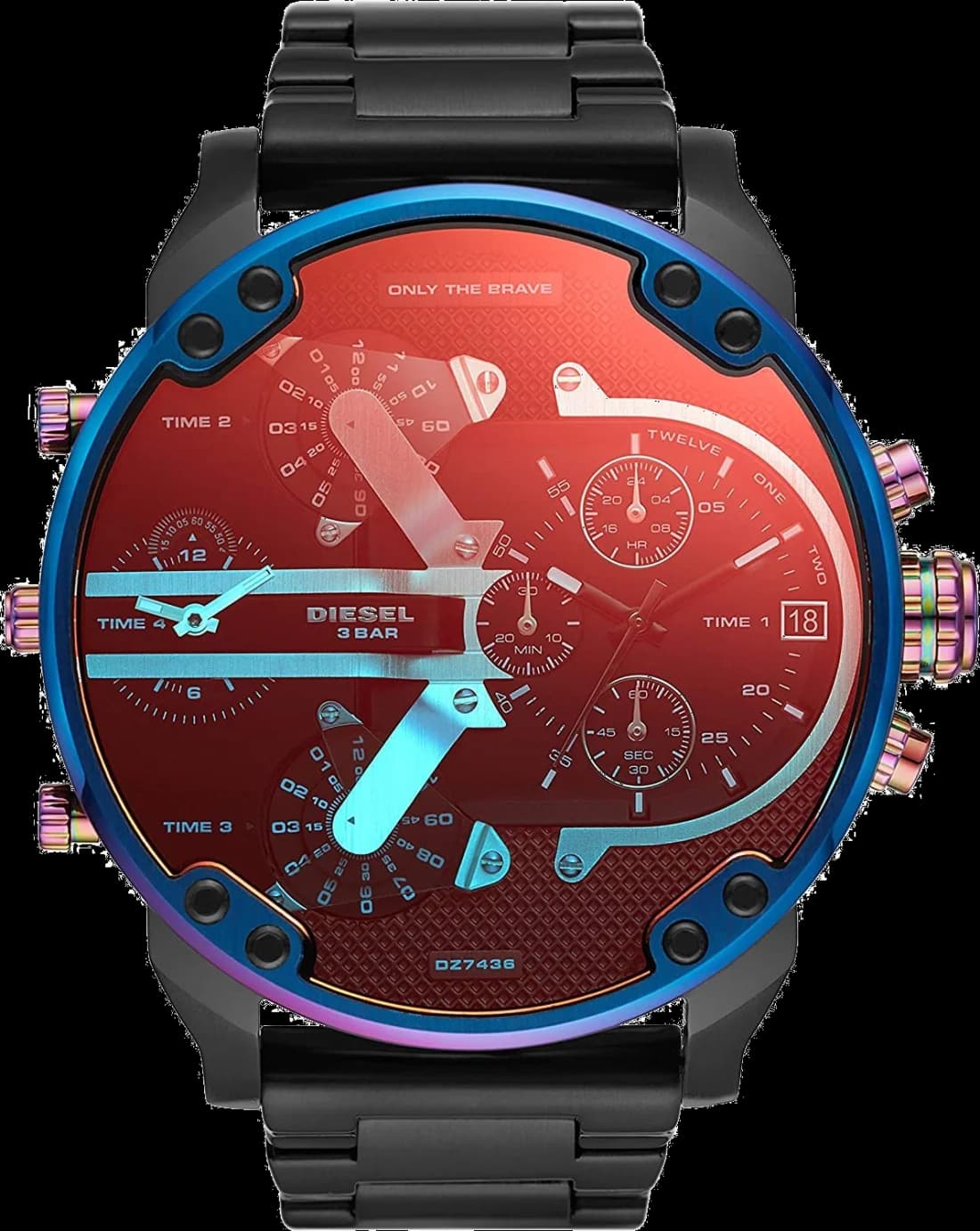 Montre Diesel DZ7436 avec cadran irisé multicolore et boîtier imposant