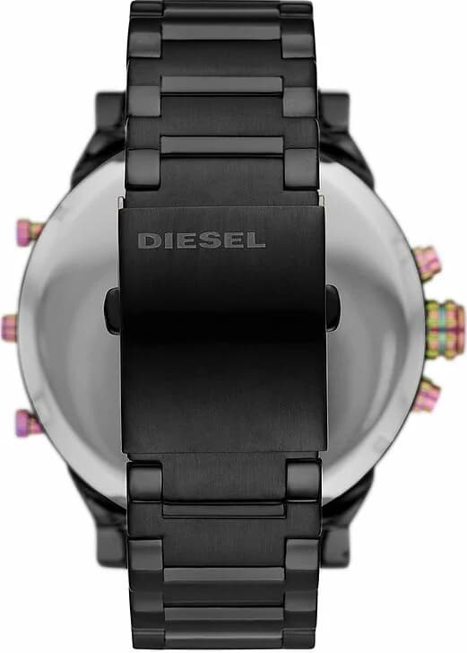 Bracelet Diesel DZ7436 en cuir noir avec surpiqûres contrastées et boucle ardillon