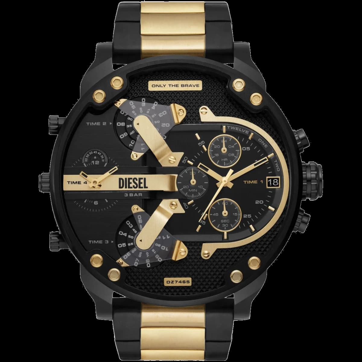 Montre Diesel DZ7465 noire XXL au cadran multifonctions avec aiguilles luminescentes et lunette chrono