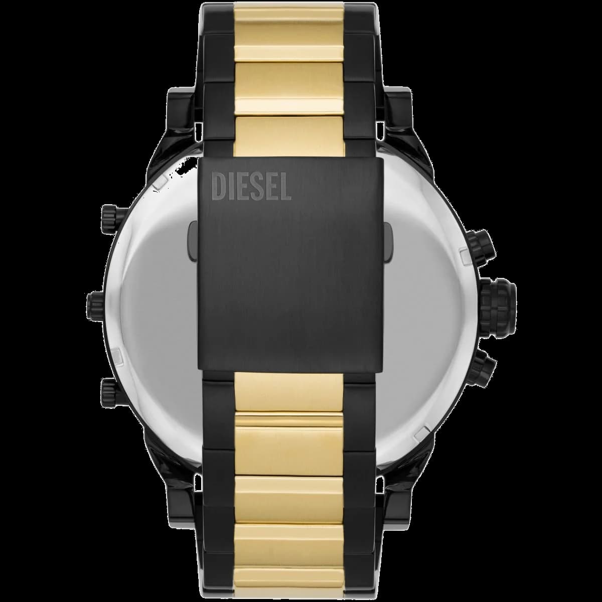 Bracelet Diesel DZ7465 en acier inoxydable noir avec maillons larges et fermoir déployant gravé Diesel