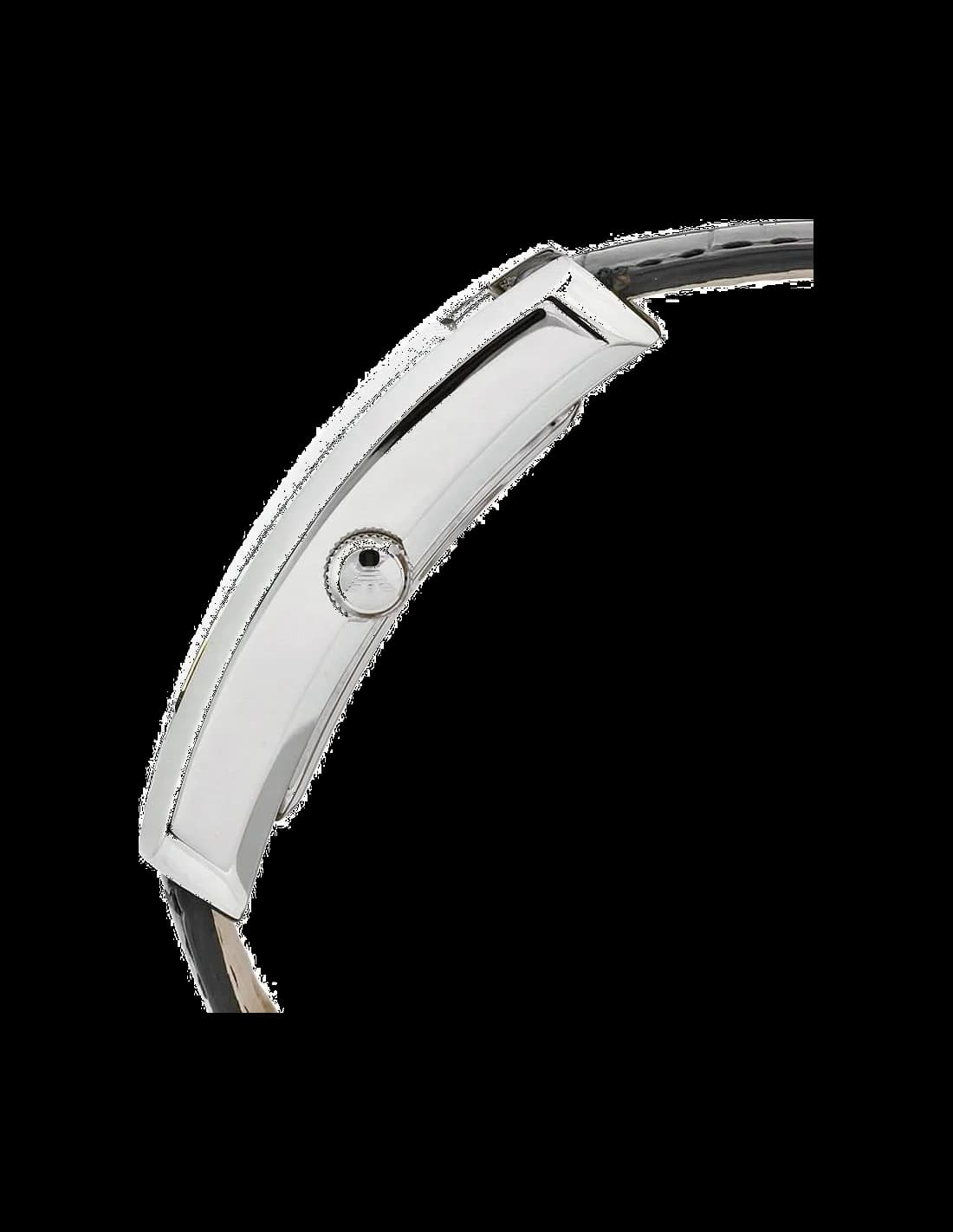 Cadran Emporio Armani AR0144 cadran noir soleillé, index bâtons argentés, aiguilles dauphine, date à 3h