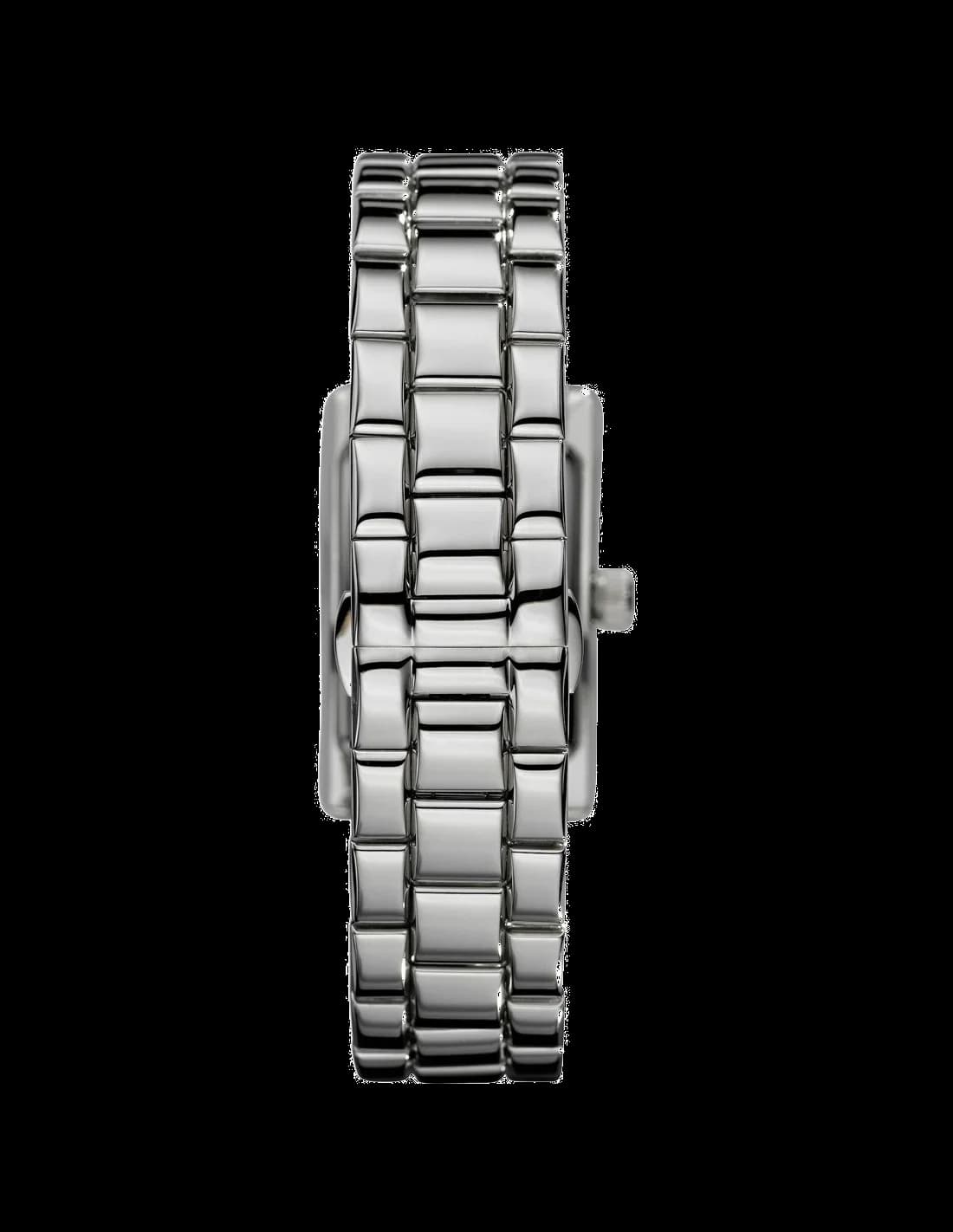 Bracelet Emporio Armani AR0146 en cuir noir avec boucle ardillon et coutures contrastées