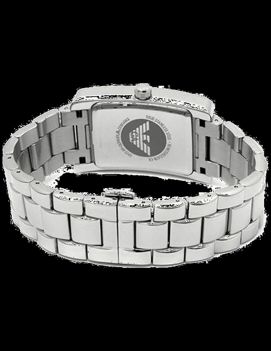 Boîtier Emporio Armani AR0146 rectangulaire en acier inoxydable argenté au design épuré