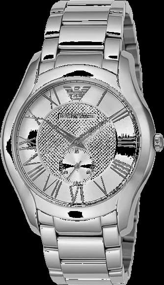 Montre Emporio Armani AR0647 avec cadran argenté et aiguilles dorées, style minimaliste chic
