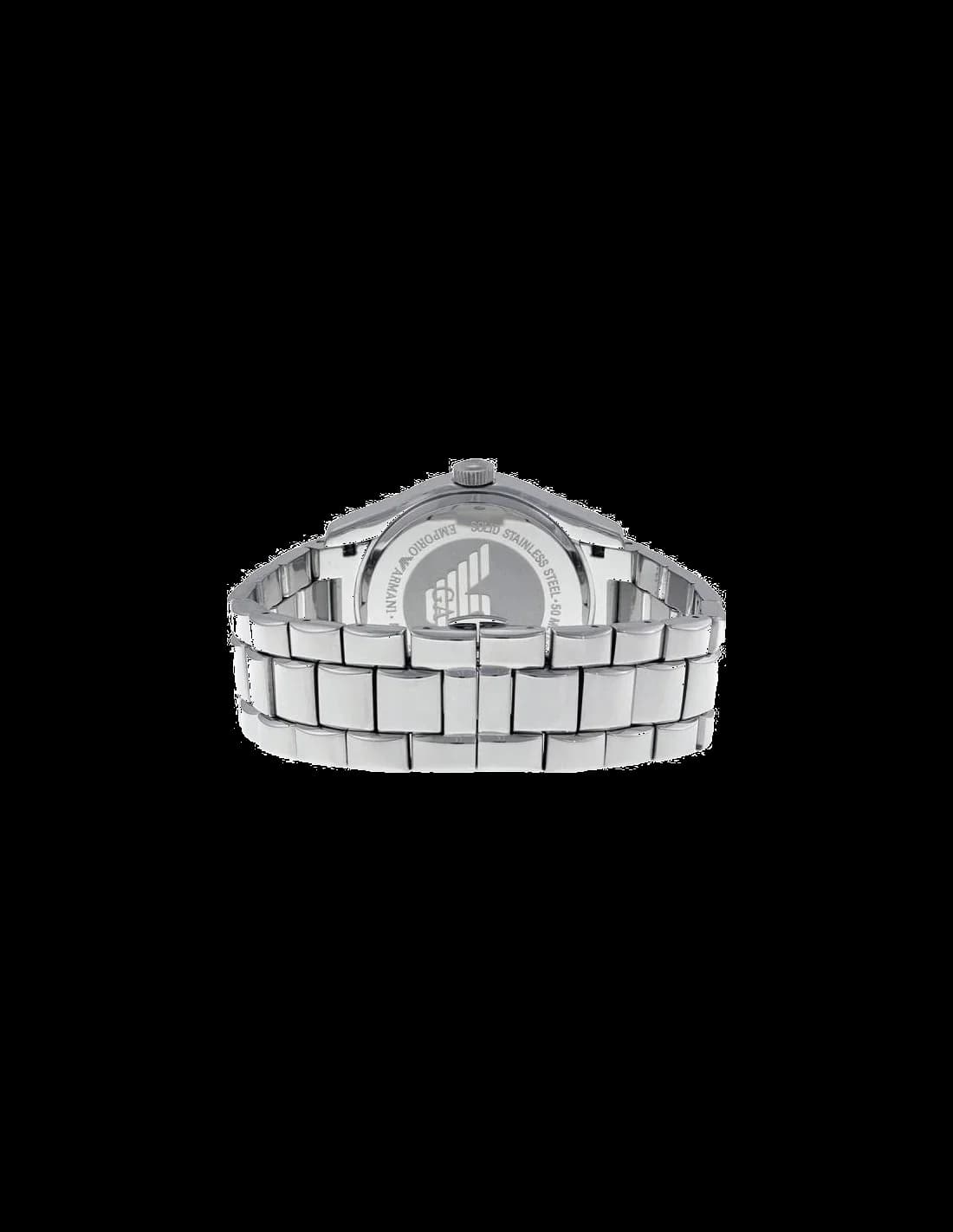 Bracelet Emporio Armani AR0647 en acier inoxydable argenté à maillons larges, fermoir déployant double sécurité