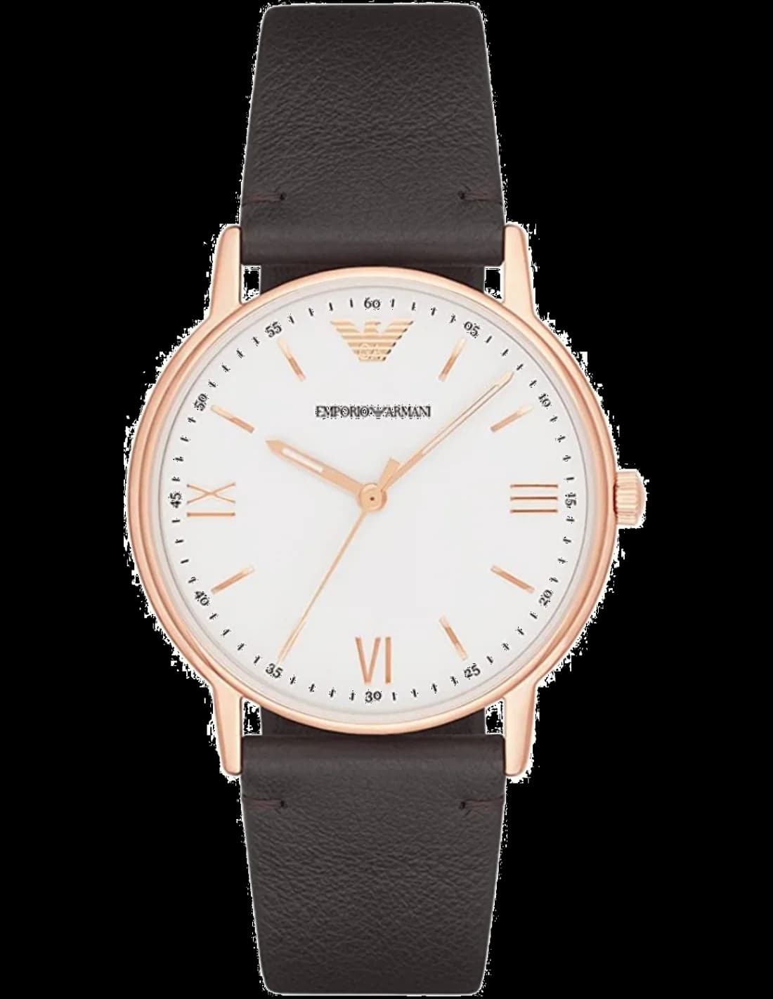 Montre Emporio Armani AR11011 au cadran noir avec index argentés et aiguilles luminescentes, style classique chic
