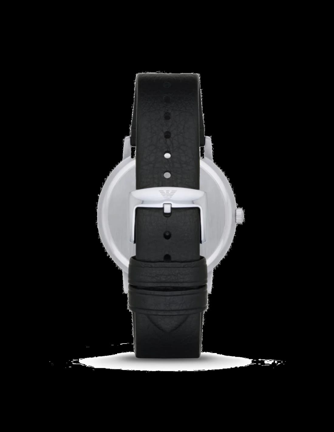 Bracelet Emporio Armani AR11013 en cuir noir texturé avec coutures ton sur ton et boucle ardillon