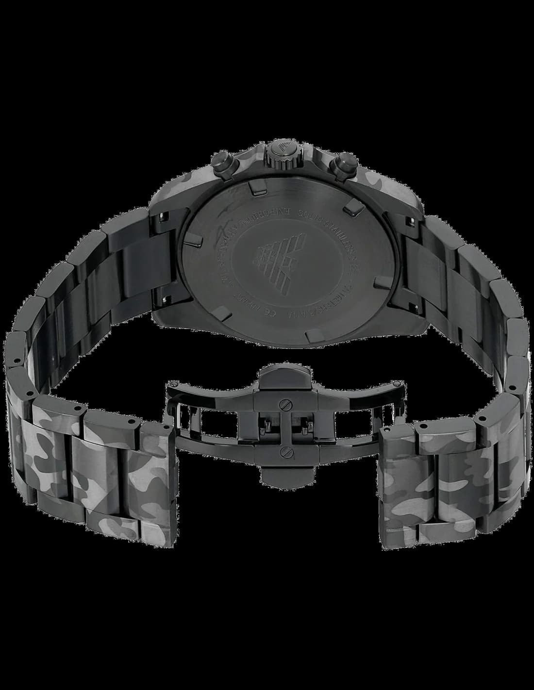 Bracelet Emporio Armani AR11027 en acier inoxydable avec bracelet camouflage intégré, boucle déployante
