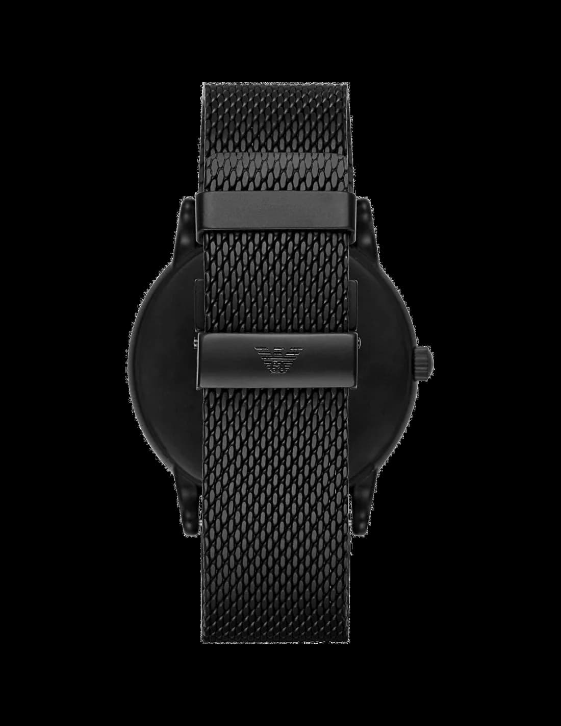 Cadran Emporio Armani AR11046 avec cadran bleu soleillé, index appliqués et aiguilles argentées pour une lisibilité parfaite