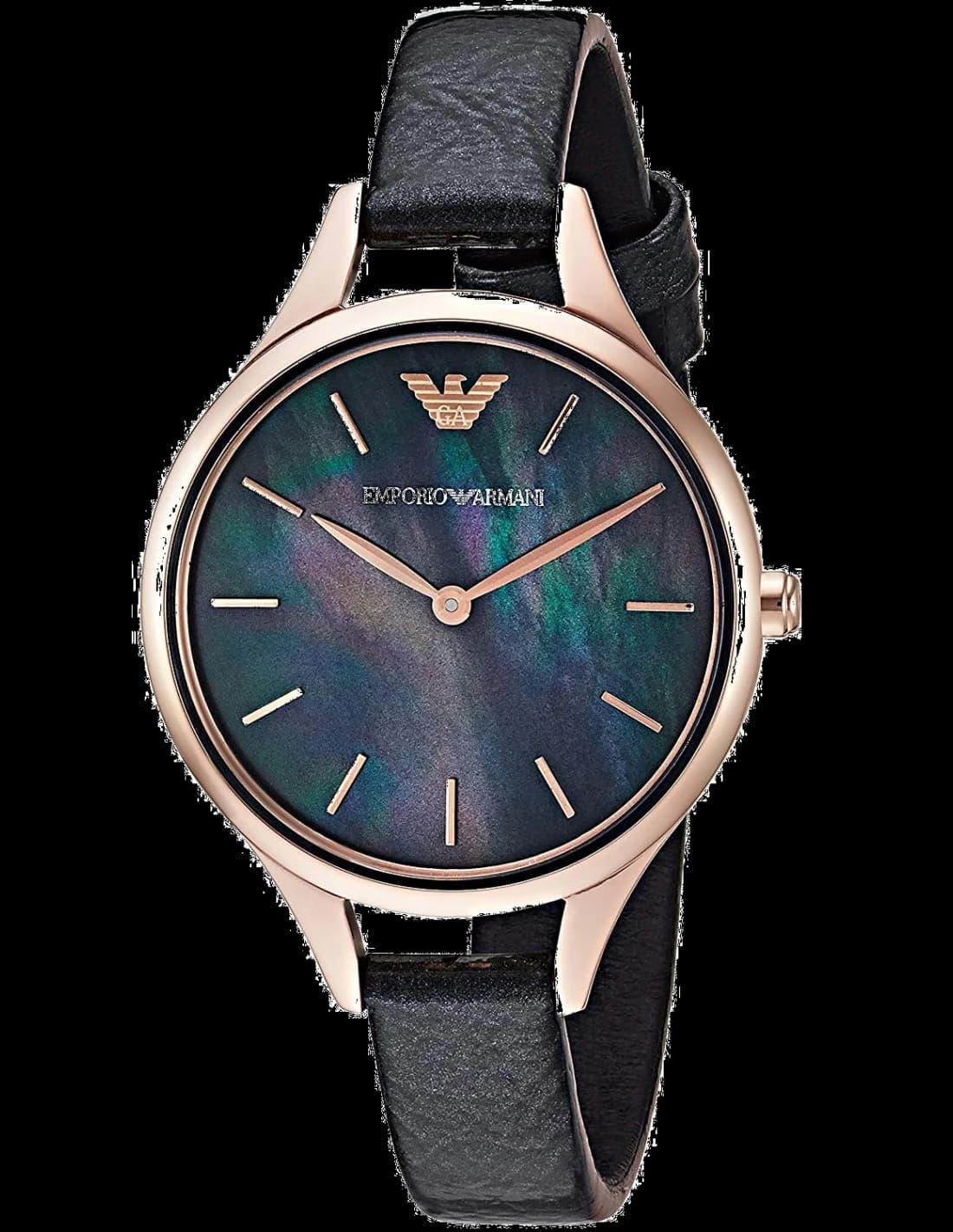 Montre Emporio Armani AR11056 avec cadran nacré blanc et finition bicolore or rose et argenté, style élégant et raffiné