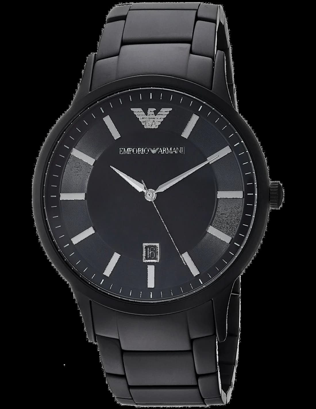 Montre Emporio Armani AR11079 avec cadran bleu soleil et index bâtons argentés