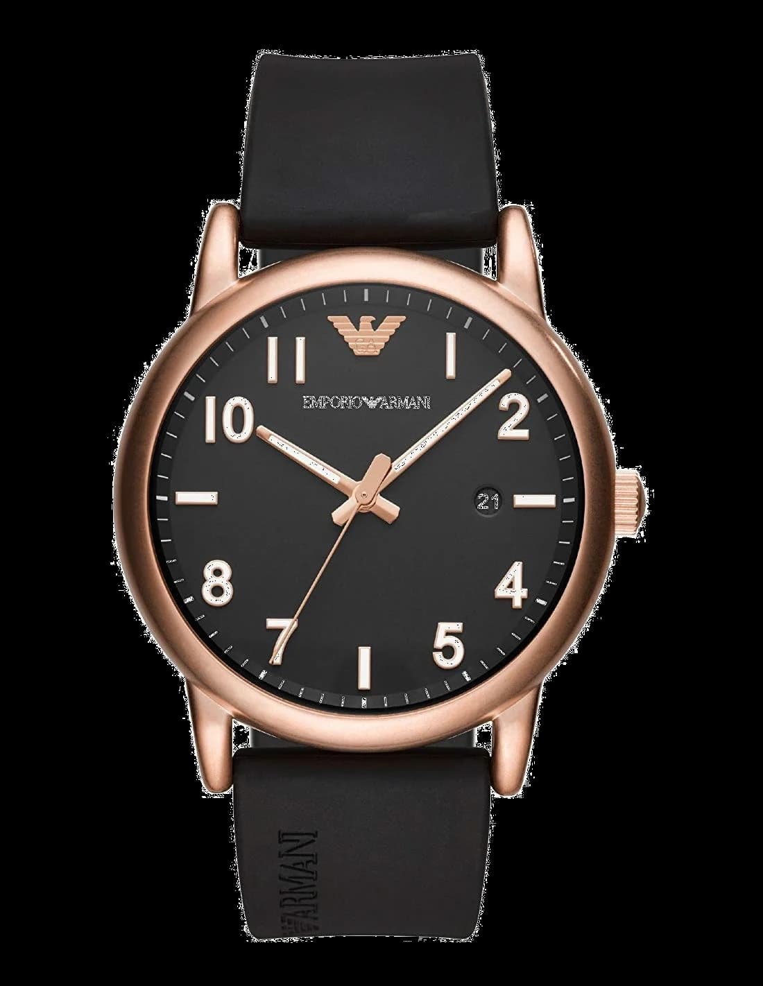 Montre Emporio Armani AR11097 avec cadran blanc et index dorés, style classique et élégant