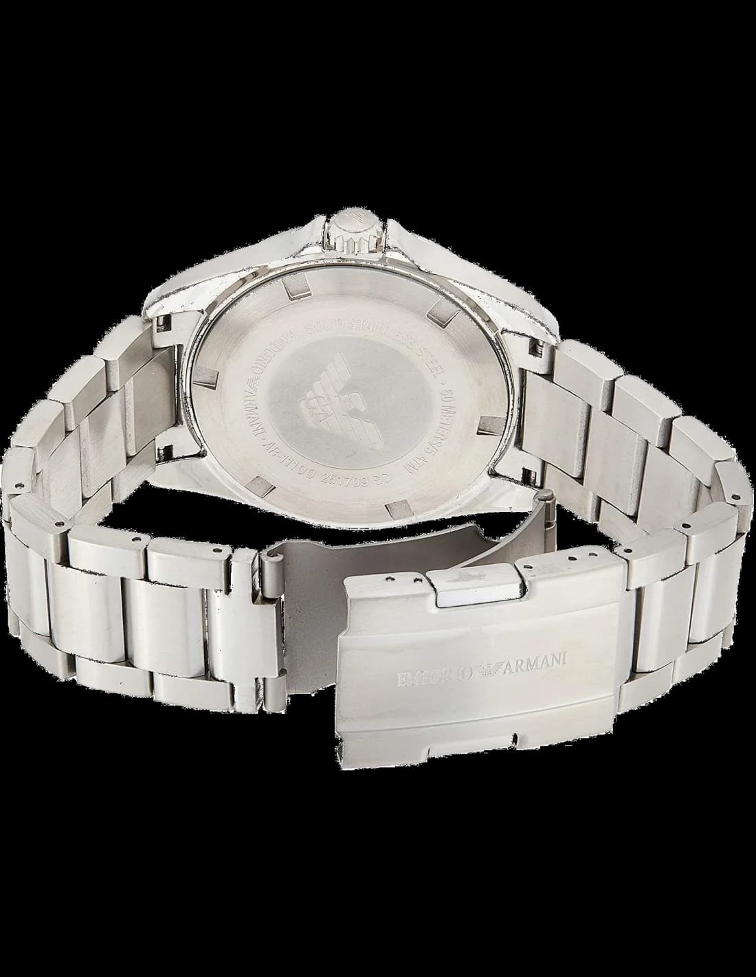 Bracelet Emporio Armani AR11100 en acier inoxydable bicolore, maillons alternés argent et or, fermoir déployant
