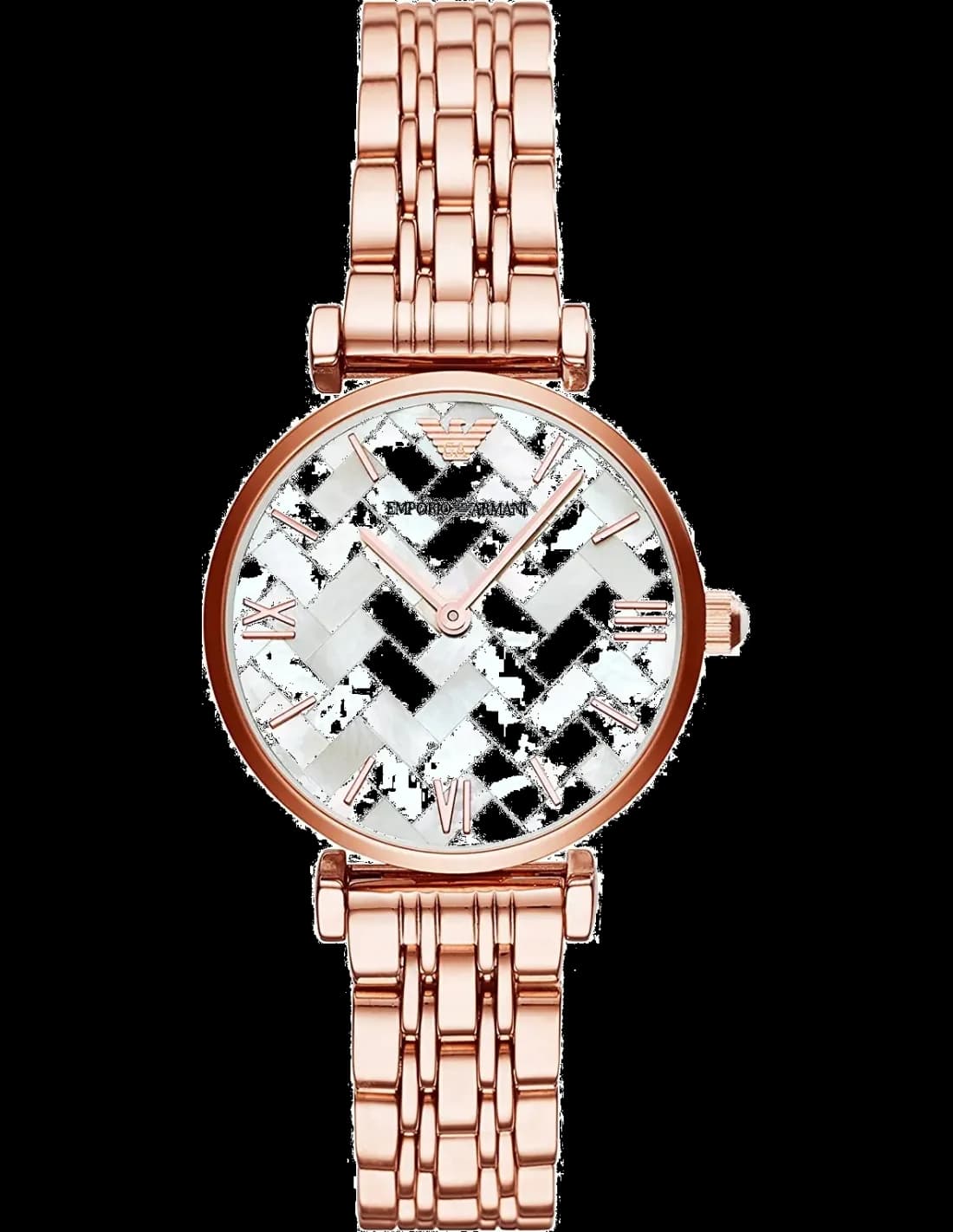 Montre Emporio Armani AR11110 au cadran blanc et aiguilles dorées sur bracelet cuir noir