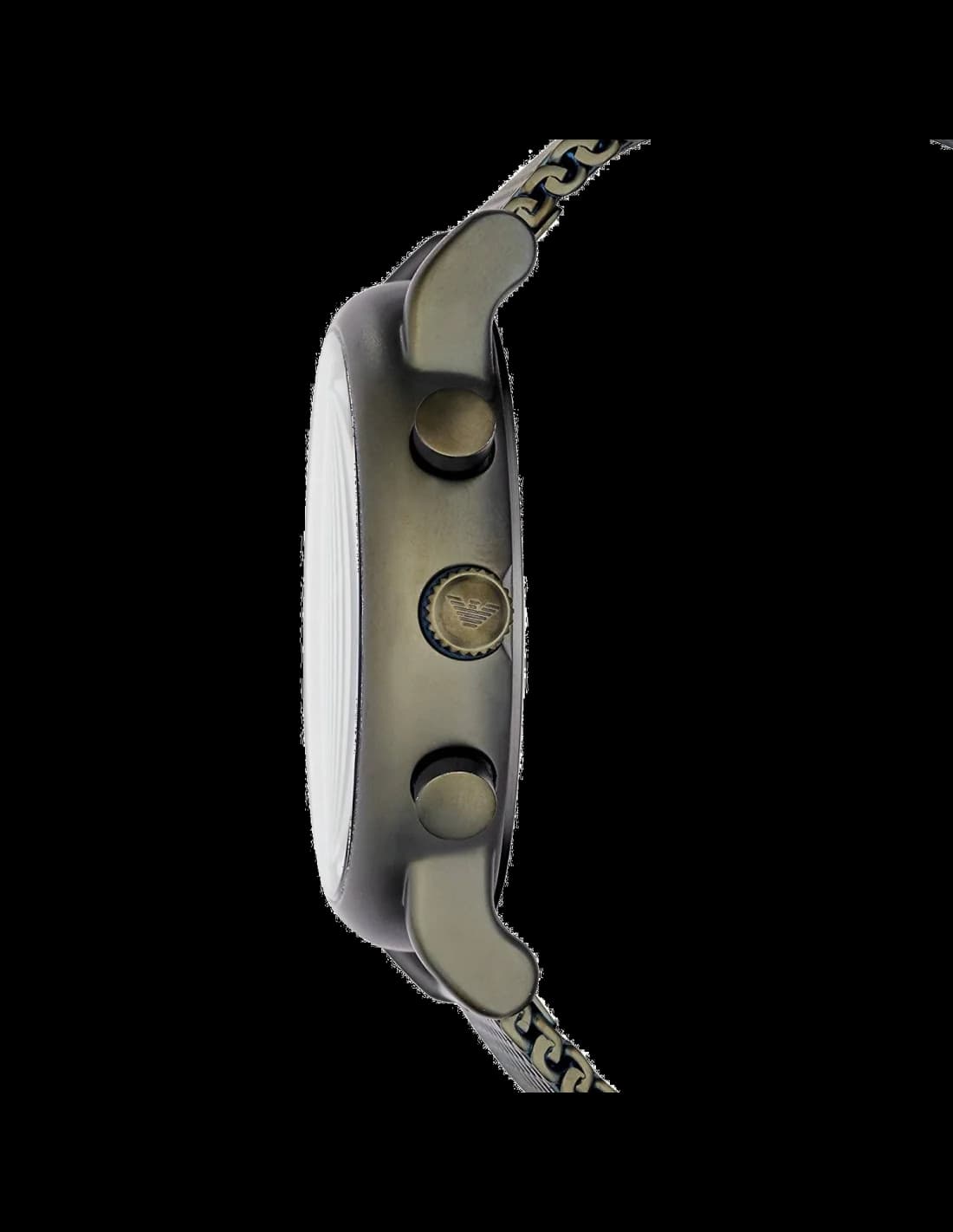 Cadran Emporio Armani AR11115 avec index bâtons dorés, aiguilles dauphine et guichet date à 3h, design épuré