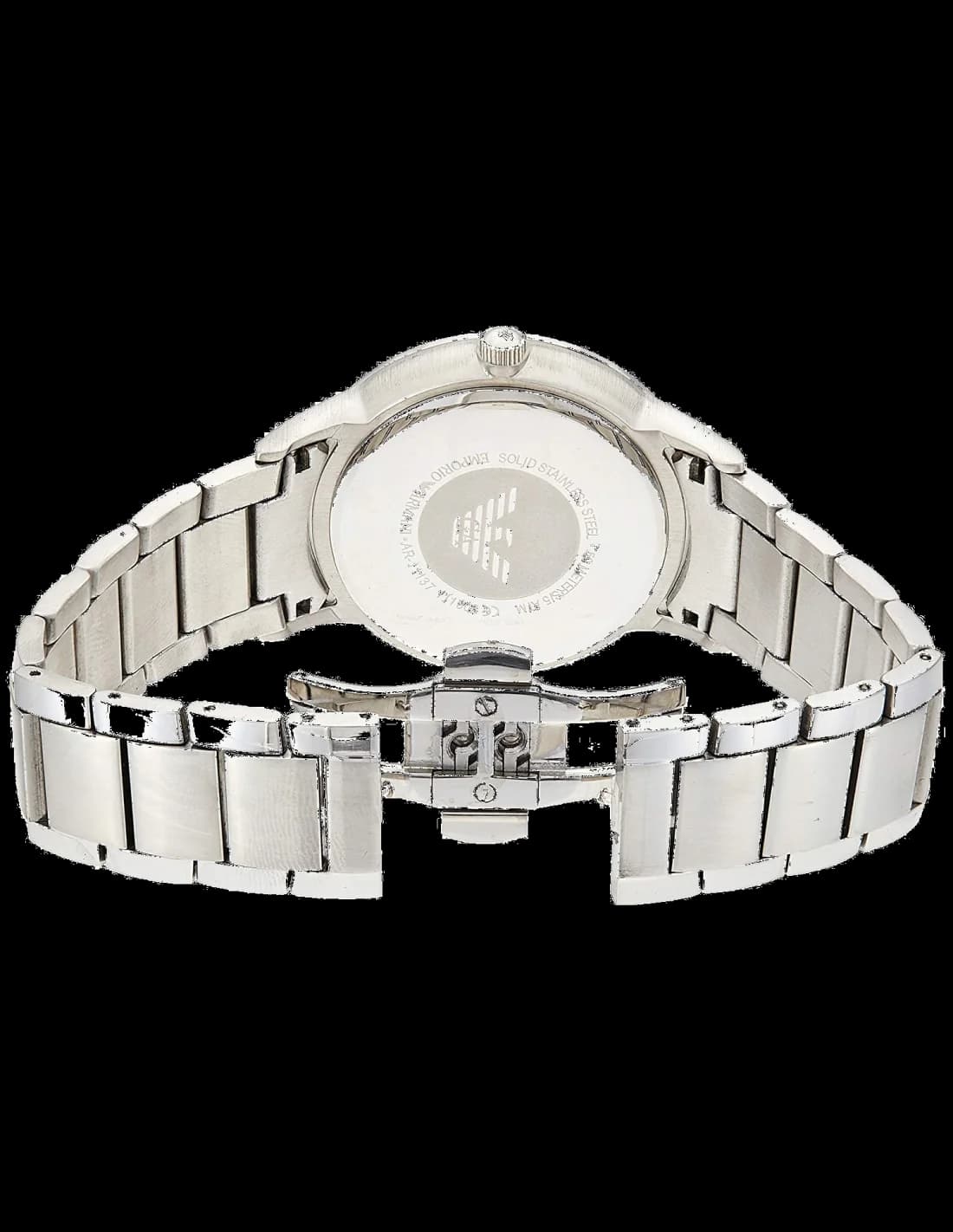 Bracelet Emporio Armani AR11137 en nylon NATO bleu marine et blanc, boucle ardillon en acier inoxydable