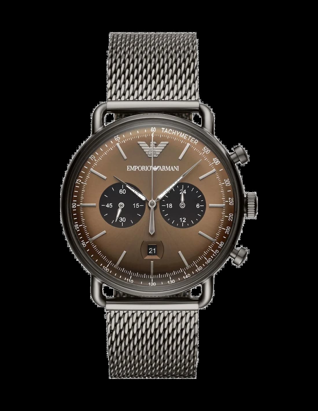 Montre Emporio Armani AR11141 cadran gris soleillé, aiguilles argentées, design élégant et sportif